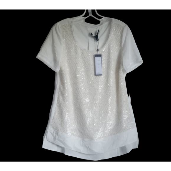 Hilton Hollis Designer Top Medium Ivory Sequin Whimsical Fairy Style NWT - Picture 7 of 9
